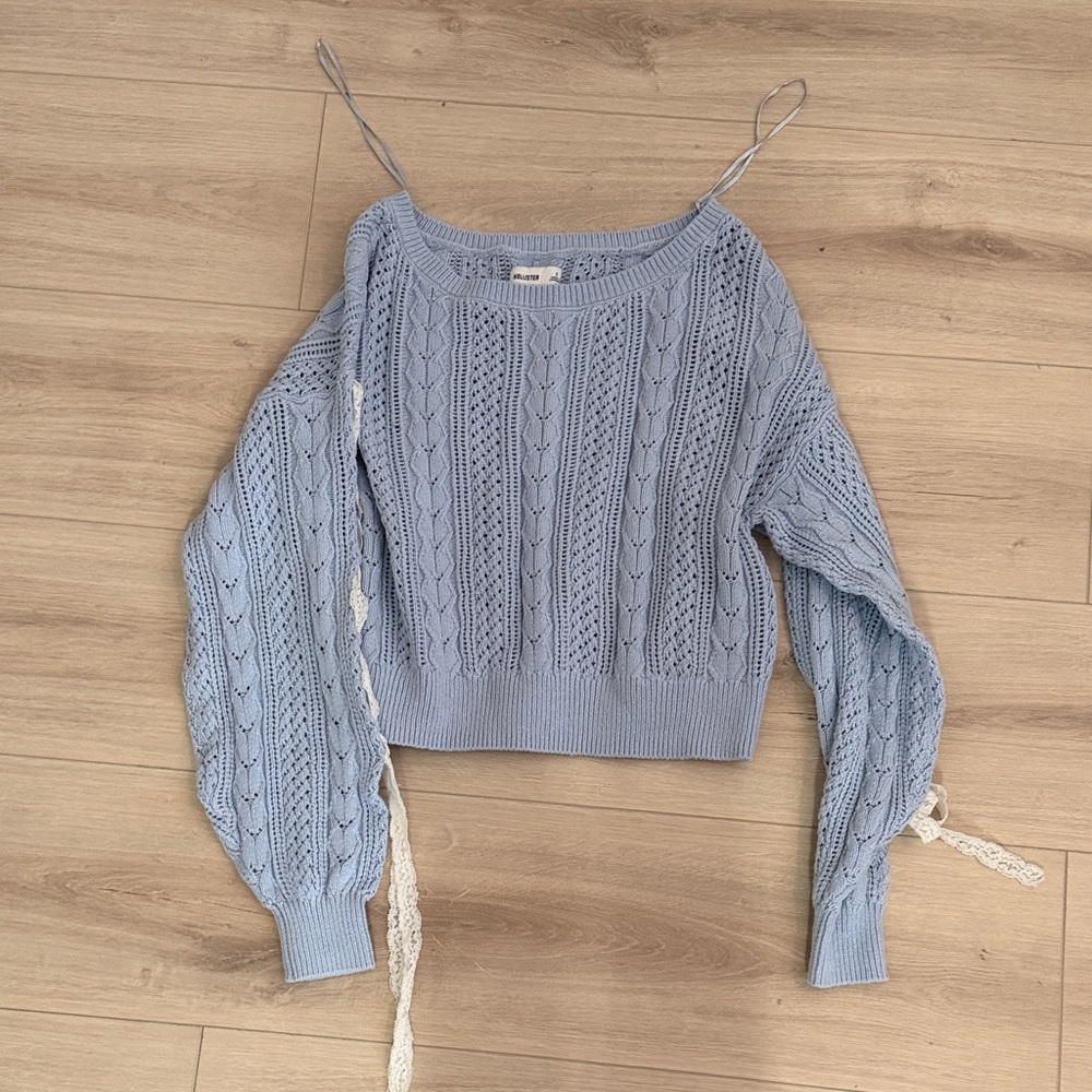 Hollister Light Blue Off-the-Shoulder Sweater